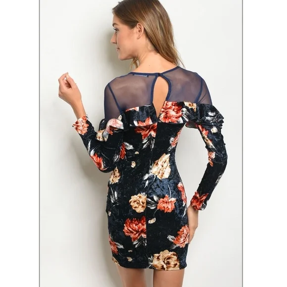 Navy Floral Dress - Picture 7 of 7